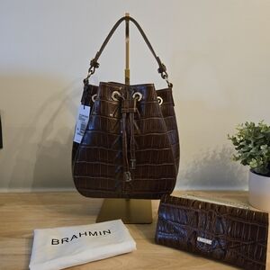 Brahmin Melinda Shoulder Bag & Veronica Wallet – Chestnut Marana (Set)